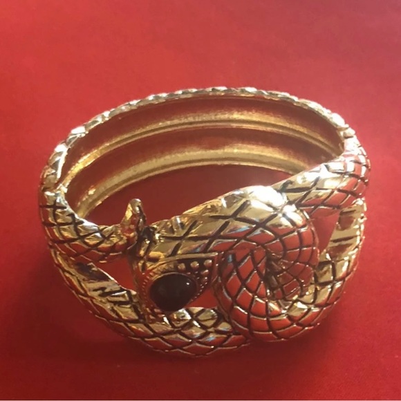 Gold Tone Snake Cuff Bracelet - Picture 1 of 3